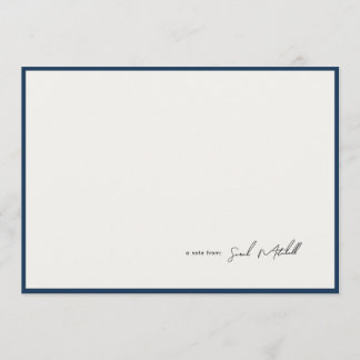 Carte De Correspondance Minimalist Navy Border Personalized Script