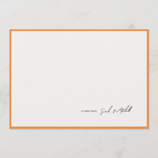 Carte De Correspondance Minimalist Orange Border Personalized Script