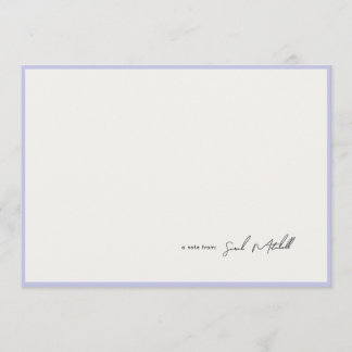 Carte De Correspondance Minimalist Periwinkle Border Personalized Script