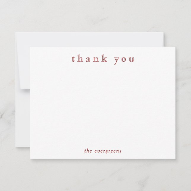 Carte De Correspondance Minimalist Thank You Couples or Family Deep Red (Devant)