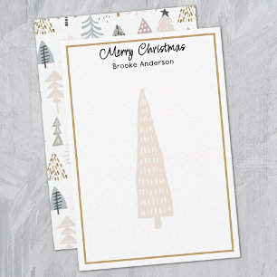 Carte De Correspondance Minimaliste 3,5x5 pouces Arbres de Noël Illustrés