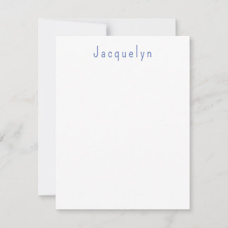 Carte De Correspondance Minimaliste Blanc Bleu Plaine Élégant Nom moderne