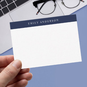 Carte De Correspondance Minimaliste Bleu Marine Élégant Monogramme