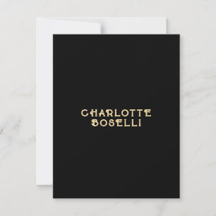 Carte De Correspondance Minimaliste Classique Professionnel Couleur Noir O