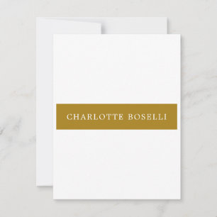 Carte De Correspondance Minimaliste Classique Professionnel Couleur Or
