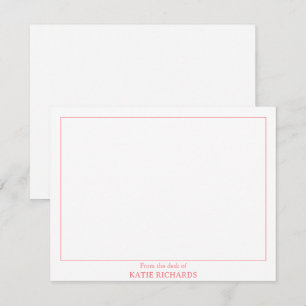 Carte De Correspondance Minimaliste Du bureau de la frontière Carré rose