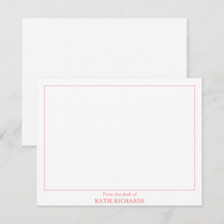 Carte De Correspondance Minimaliste Du bureau de la frontière Carré rose