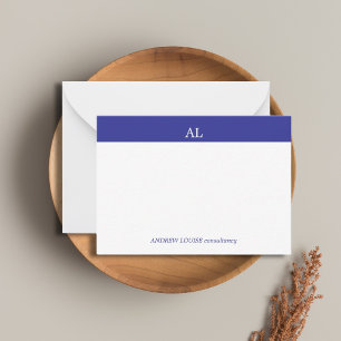 Carte De Correspondance Minimaliste Monogramme Blanc Entreprise Rayure Ble