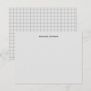 Carte De Correspondance Minimaliste Monogramme Grille Noir Gris Profession