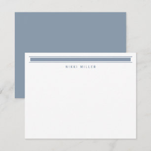 Carte De Correspondance Minimaliste Monogramme Moderne Bordure Bleue Pouss