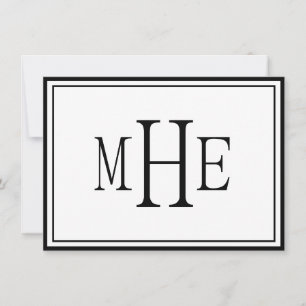Carte De Correspondance Minimaliste Monogrammé Noir