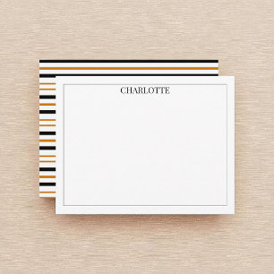 Carte De Correspondance Minimaliste noir et Brown rayures Classique chic
