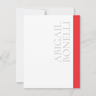 Carte De Correspondance Minimaliste professionnel moderne gras gris rouge