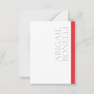 Carte De Correspondance Minimaliste professionnel moderne gras gris rouge