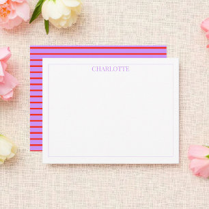 Carte De Correspondance Minimaliste violet & rayures rouges Classique Chic