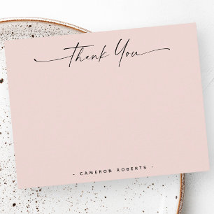 Carte De Correspondance Minuscule écriture manuscrite rose pâle merci