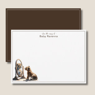 Carte De Correspondance Miroir de lion mignon en noyer brun Nursery Merci 