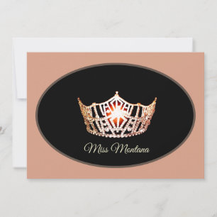 Carte De Correspondance Miss America Flat Note Card-Gold Crown/Peach