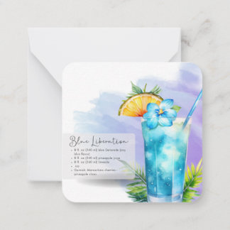 Carte De Correspondance Mocktail Recette Vierge Bleu Lagon Fête Favoriser