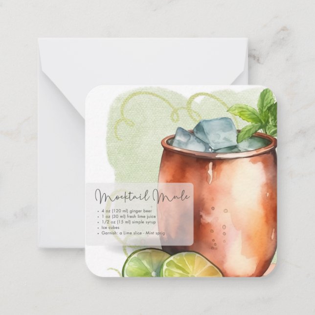 Carte De Correspondance Mocktail Recette Vierge Moscou Mule Party Favorise (Dos)