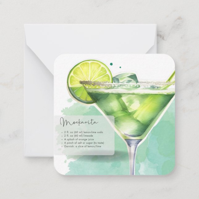 Carte De Correspondance Mocktail Virgin Margarita & S. Temple Party Favori (Dos)
