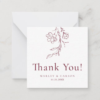 Carte De Correspondance Modern Burgundy Wedding Budget Thank You