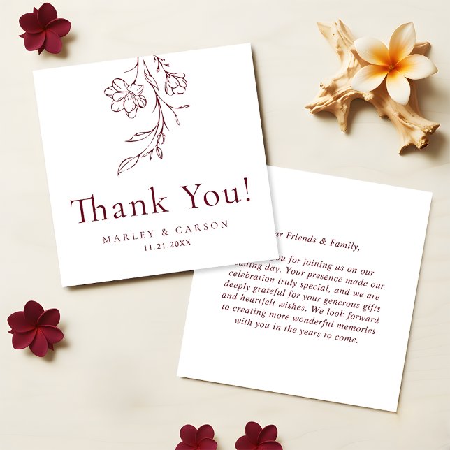 Carte De Correspondance Modern Burgundy Wedding Budget Thank You (Créateur téléchargé)