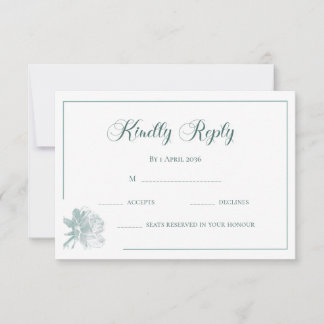 Carte De Correspondance Modern Calligraphy Sage Green Floral Wedding RSVP 