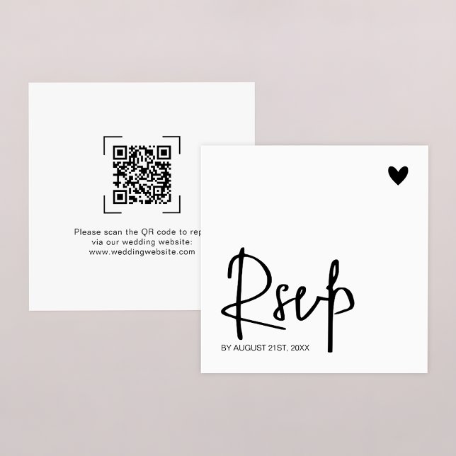 Carte De Correspondance Modern Contemporary Wedding QR Code Online RSVP (Créateur téléchargé)