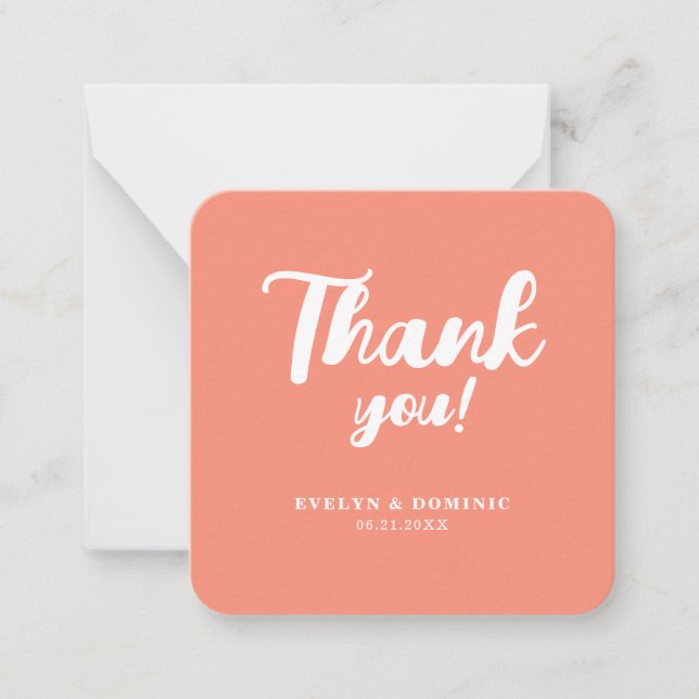 Carte De Correspondance Modern Coral Pink Wedding Budget Thank You (Devant)