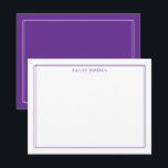 Carte De Correspondance Modern Double Border Purple Stationery<br><div class="desc">This design features a thin double border with space for a name/text at the top. Click the customize button if you would like to adjust the design elements and/or further modify the text! Variations of this design, additional colors, as well as coordinating products are available in our shop, zazzle.com/store/doodlelulu. Contact...</div>
