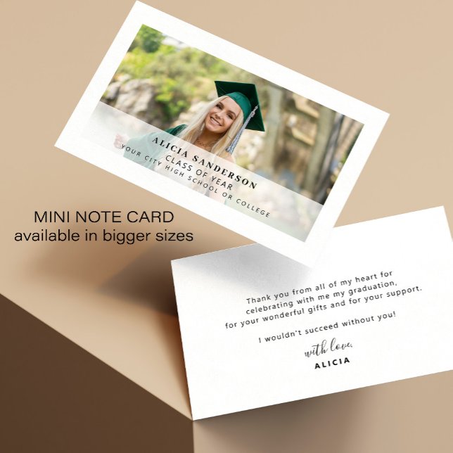 Carte De Correspondance Modern graduate photo graduation thank you (Créateur téléchargé)