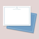Carte De Correspondance Modern Initial Monogram Blue Border Stationery<br><div class="desc">This design features a thin double border with space for a monogram and name/text at the top. Click the customize button if you would like to adjust the design elements and/or further modify the text! Variations of this design, additional colors, as well as coordinating products are available in our shop,...</div>