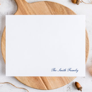 Carte De Correspondance Modern Navy Blue Script Family Stationery
