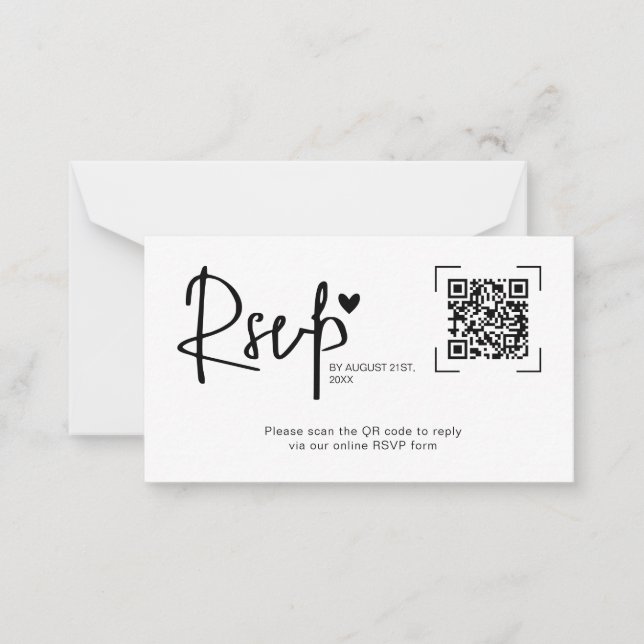 Carte De Correspondance Modern Script Heart Wedding Online RSVP Cards (Devant)
