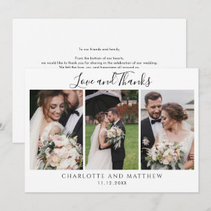 Carte De Correspondance Moderne 3 Photos Mariage Merci