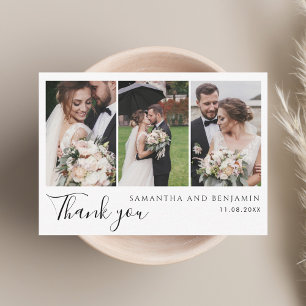 Carte De Correspondance Moderne 3 Photos Mariage Merci