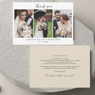 Carte De Correspondance Moderne 3 Photos Mariage Merci