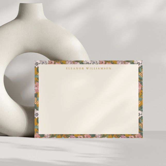 Carte De Correspondance Moderne Boho Floral Mustard Jaune Personnalisé (Créateur téléchargé)