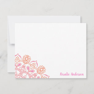Carte De Correspondance Moderne Boho Mandala Rose et Orange Personnalisé