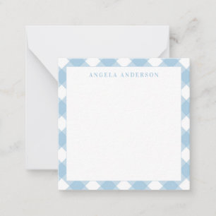 Carte De Correspondance Moderne Chic Gingham Pastel Bleu Clair à Carreaux
