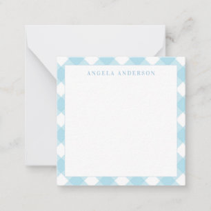 Carte De Correspondance Moderne Chic Pastel Bleu clair En vichy Plaid Chec