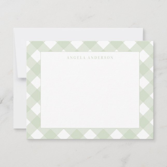 Carte De Correspondance Moderne Chic Pastel Vert Menthe Gingham Carreaux (Devant)