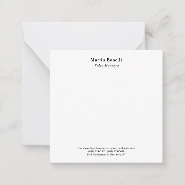 Carte De Correspondance Moderne Classique Professionnel Noir & Blanc (Devant)