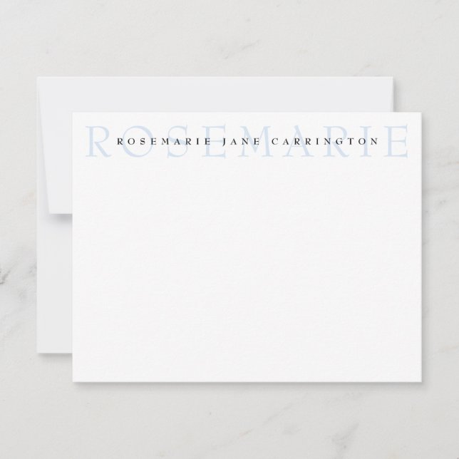 Carte De Correspondance Moderne Elegant Baby Blue Stationery personnalisée (Devant)