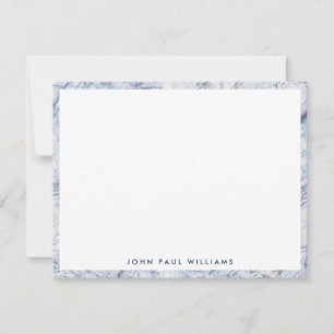 Carte De Correspondance Moderne Elegant Blanc Nave Blue Marble Professionn