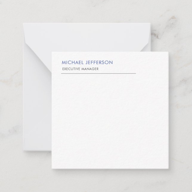 Carte De Correspondance Moderne Élégant Bleu Simple Blanc (Devant)