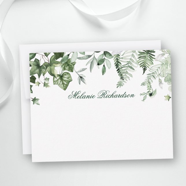 Carte De Correspondance Moderne Elégant Botanique Verre Vert Personnalisé (Customize to change text size, color, style or to add more text to front or back of card.)