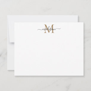 Carte De Correspondance Moderne Élégant Chic Girly Script Monogramme Or