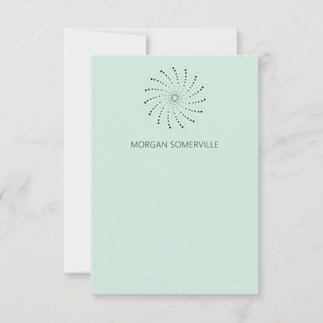Carte De Correspondance Moderne Élégant Point Spirale Vert (Devant)